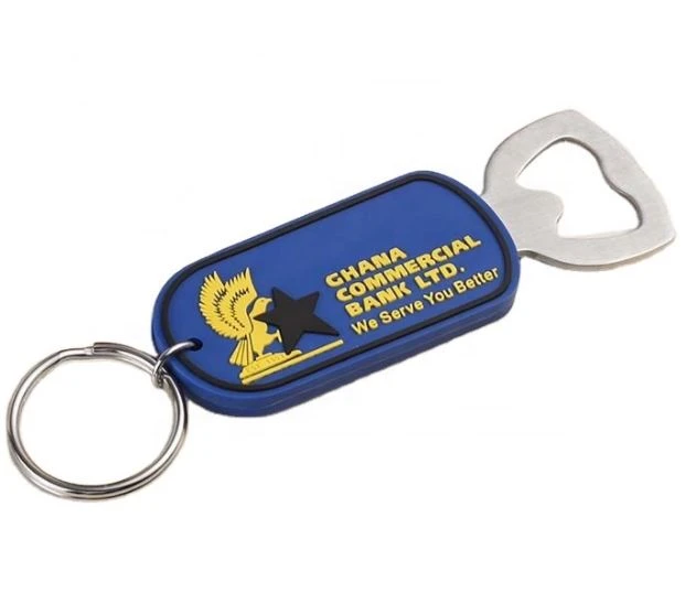PVC beer bottle opener keychain