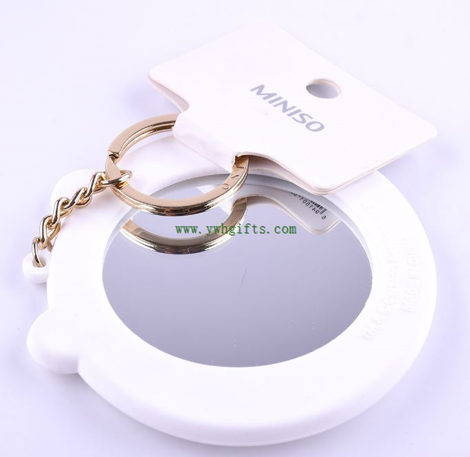 Keychain Soft Silicone Mirror Pvc Round Cartoon Cosmetic Mirror