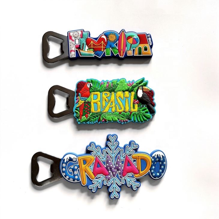 Souvenir Design 3D PVC Bottle Opener Metal Bottle Opener